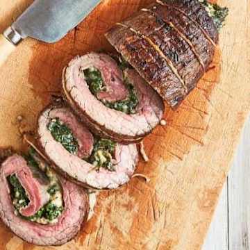 Flank Steak Roulade with Spinach and Fontina Stuffing