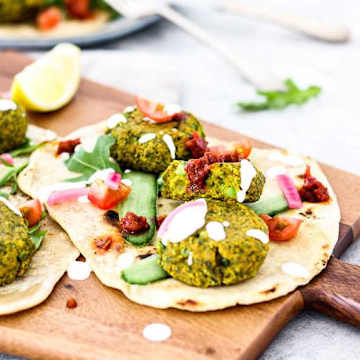 Baked Vegan Pea & Spinach Falafels