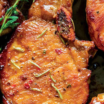 Boneless Barbecue Pork Chops with Squash & Green Bean Melody