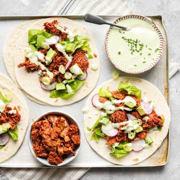 Jackfruit Tacos with a Chive Sauce