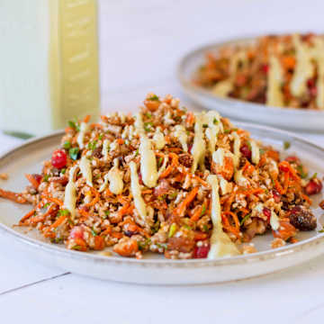 Raw Cauliflower Rice Salad with Pear & Mint Dressing