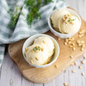 Lemon Thyme Gelato with Pine Nuts