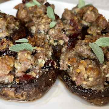 Pork Sausage and Dried Cranberry Stuffed Mushrooms