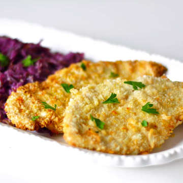 Chicken Schnitzel with Red Cabbage Slaw