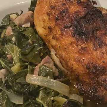 &ldquo;Barbecue&rdquo; Chicken and Collard Greens