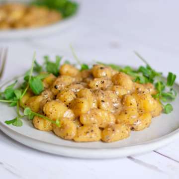 Gluten-Free Gnocchi Cacio e Pepe  (black pepper gnocchi)
