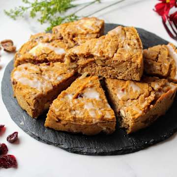 Pumpkin, Cranberry & White Chocolate Blondies
