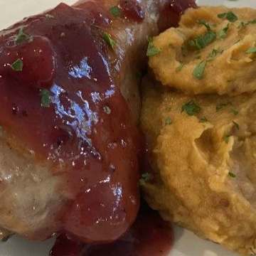 Turkey Legs with Chipotle Mashed Sweet Potatoes