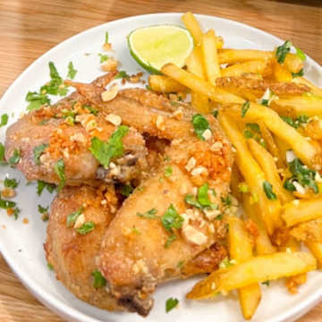 Double Air-Fried Vietnamese Wings with Ginger Scallion Fries