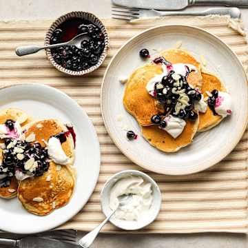 Blueberry and Cream &lsquo;Cheese&rsquo; Vegan Pancakes