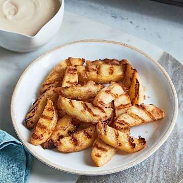 Grilled Apple Fries with Caramel Cream Cheese Dip