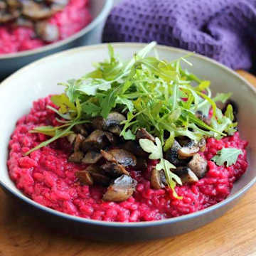 Beef Risotto with Fried Mushrooms