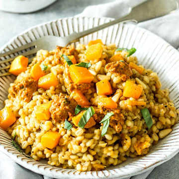 Butternut Squash & Red Pepper Pesto Pearl Barley Risotto