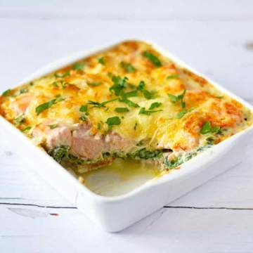 Casserole de saumon aux &eacute;pinards
