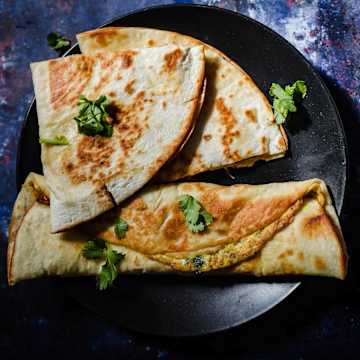 Quesadilla &agrave; l'omelette Masala au fromage