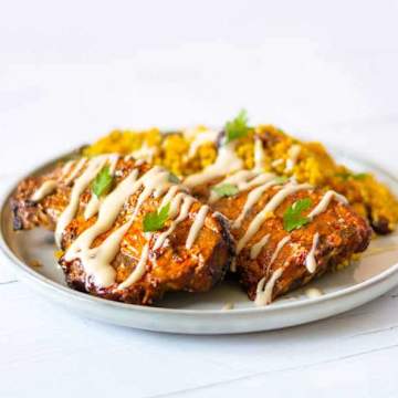 Harrisa Lamb Chops with Tahini Dressing