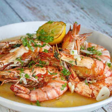 Gambas &agrave; l'ail frites &agrave; l'air libre