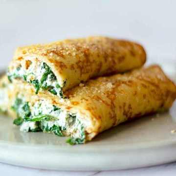 Cr&ecirc;pes fourr&eacute;es aux &eacute;pinards et &agrave; la ricotta