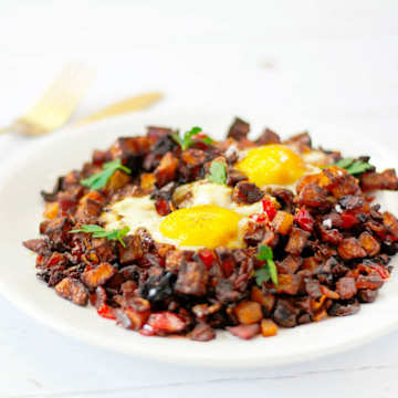 HASH DE PETIT-D&Eacute;JEUNER AU BACON et au poivron