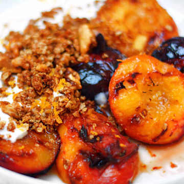 Rose & Honey Grilled Fruits with Baklava Crunch