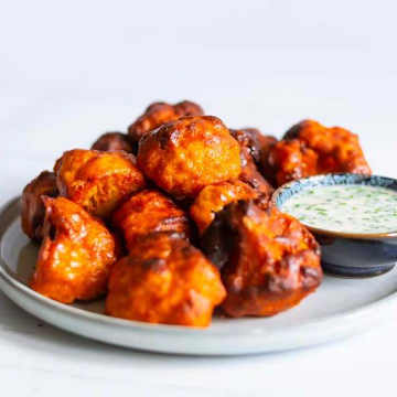 Cauliflower Buffalo Bites with Ranch Dressing
