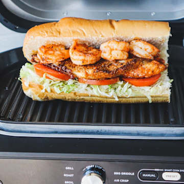 Grilled Blackened Catfish and Shrimp Po'Boy