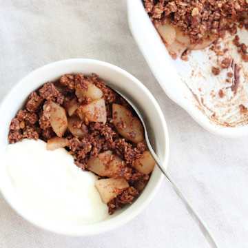 Schoko-Ingwer-Birnen Crumble