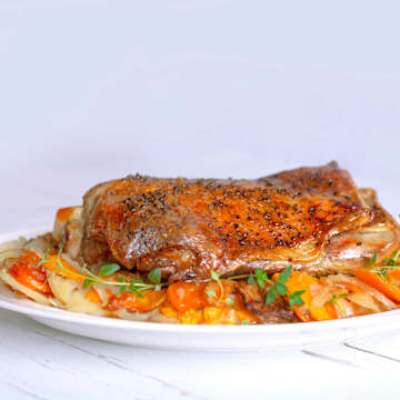 Slow Cooked Lamb with Layered Vegetables