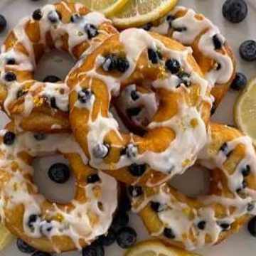 Blueberry Donuts with Lemon Glaze