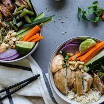 Asian Inspired Chicken and Vegetable Rice Bowl