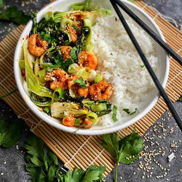 Air Fry Pak Choi-Shrimps-Bowl
