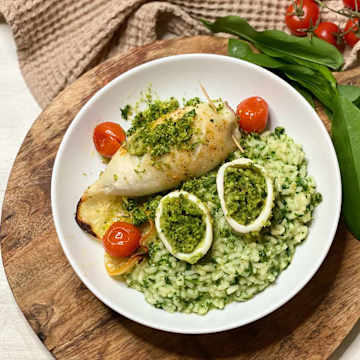 Tintenfisch mit B&auml;rlauch-F&uuml;llung