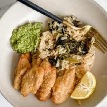 Risotto with Plant-Based Chicken Tenders