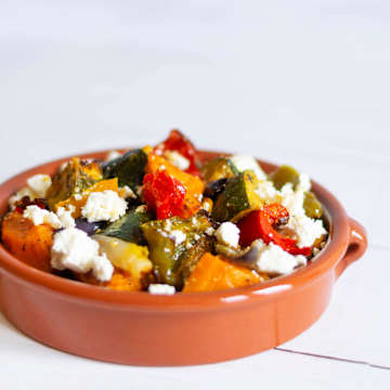 Roasted Mediterranean Vegetables with Orange Glaze & Feta Cheese