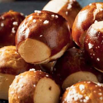 Pizza Dough Pretzel Bites with Honey Mustard