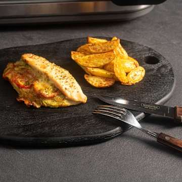 H&auml;hnchenbrust Caprese mit selbstgemachten Wedges
