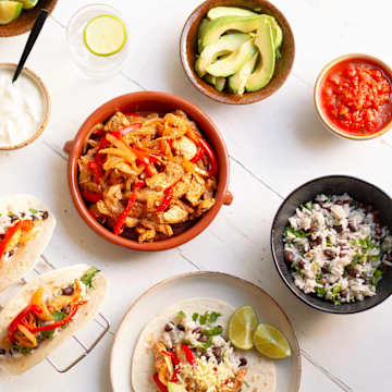 H&auml;hnchen-Fajitas mit Reis und Bohnen