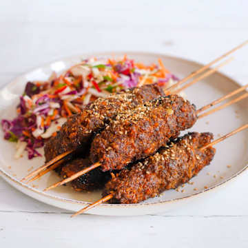 Korean BBQ Style Beef Koftas with Asian Slaw