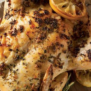 Whole Lemon Garlic Chicken with Parmesan Herb Potatoes