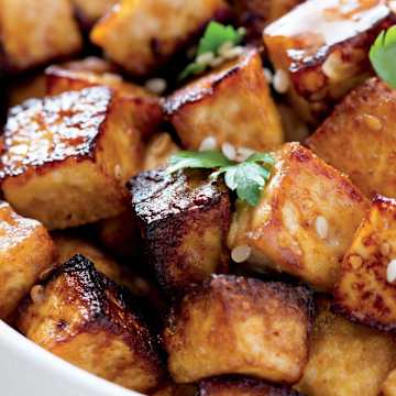 Honey Garlic Tofu with Sesame Green Beans