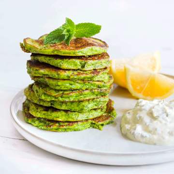 Ricotta, Spinach & Herb Fritters With Mint Yogurt Dressing