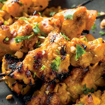 Grilled Chicken Satay with Thai Peanut Dipping Sauce