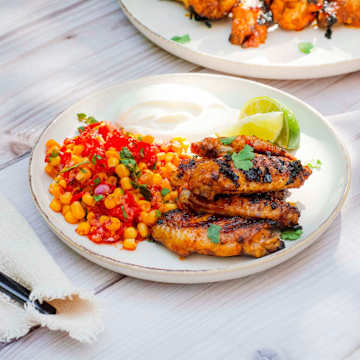 Hot & Spicy Chicken Wings With Sweetcorn Salsa