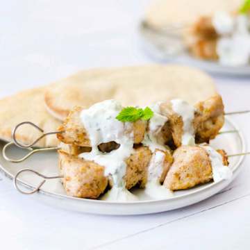 Mediterranean Chicken Skewers With Pitta and Tzatziki