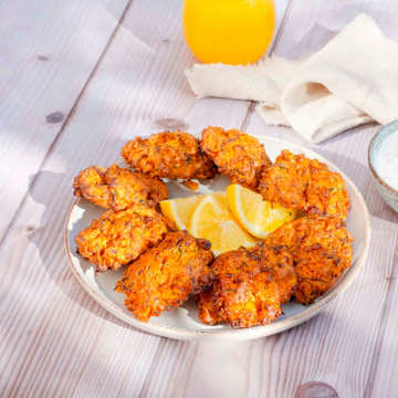 Courgette & Sweetcorn Fritters With Mint Yogurt Dressing