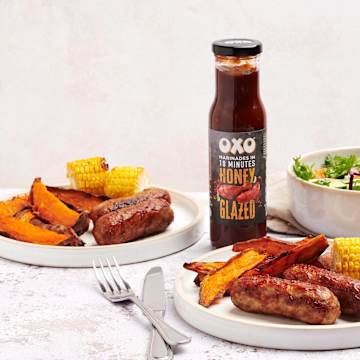 OXO Honey Glaze Sausages with Sweet Potato & Corn