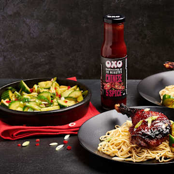 OXO Chinese Duck Legs with Cucumber Salad & Noodles