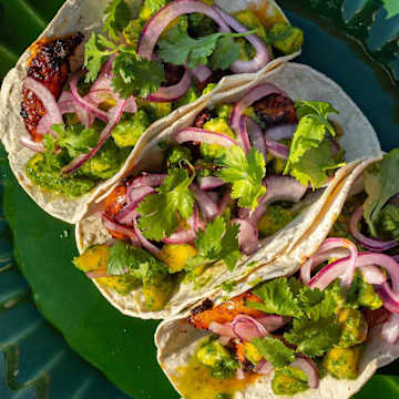 Prawn Tacos with Mango & Coriander Salsa