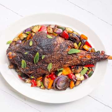 Greek Style Leg Of Lamb With Vegetables