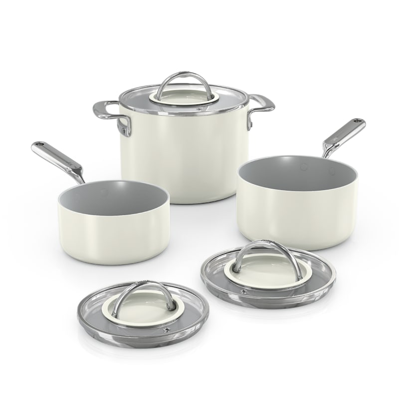 Ninja NeverQuit™ 6-Piece Ceramic Saucepan Cookware Set in Bone